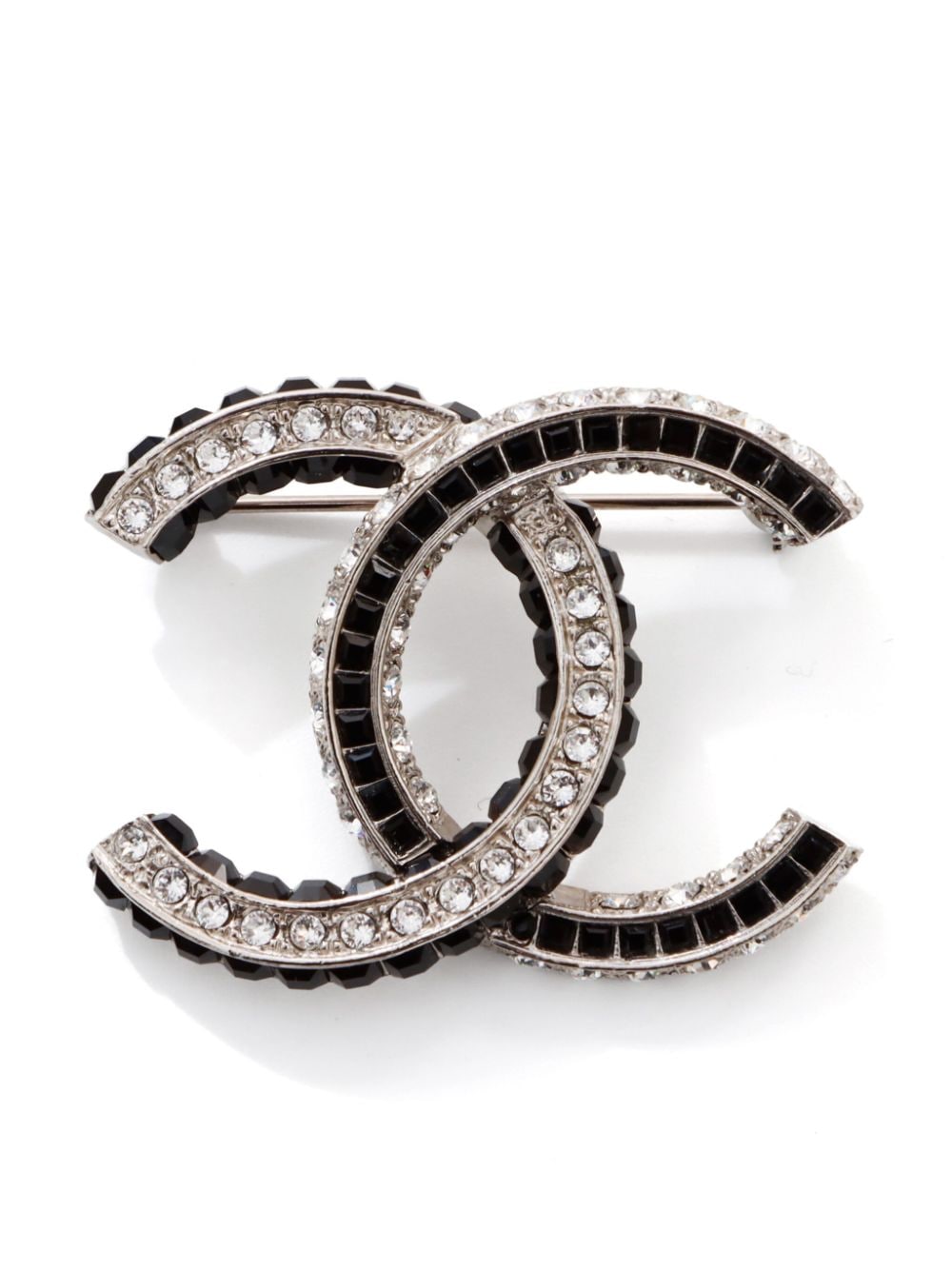 CHANEL Pre-Owned 2017 Coco Mark rhinestone-embellished brooch - Silver von CHANEL Pre-Owned