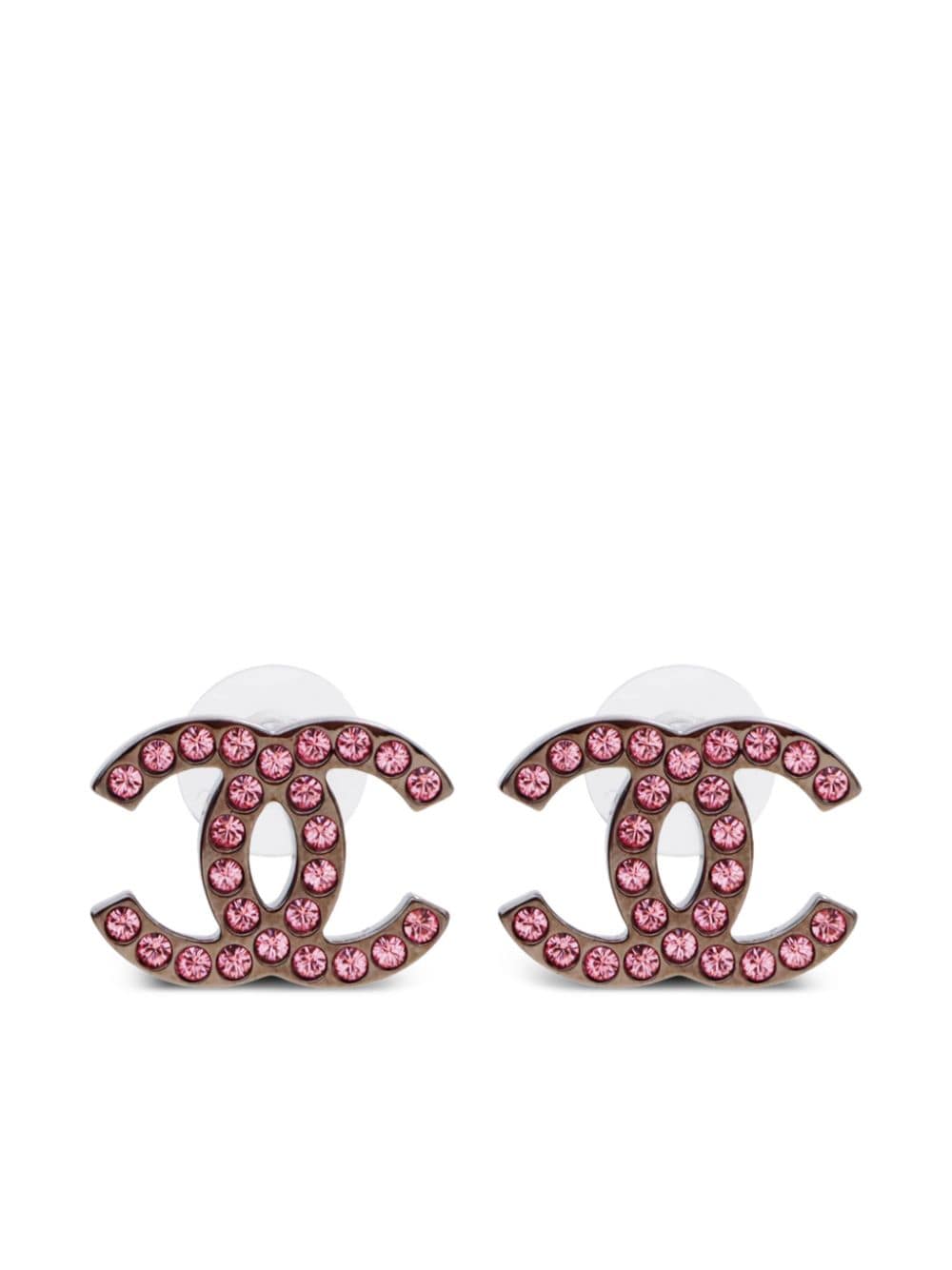 CHANEL Pre-Owned 2017 rhinestone-embellished CC stud earrings - Pink von CHANEL Pre-Owned