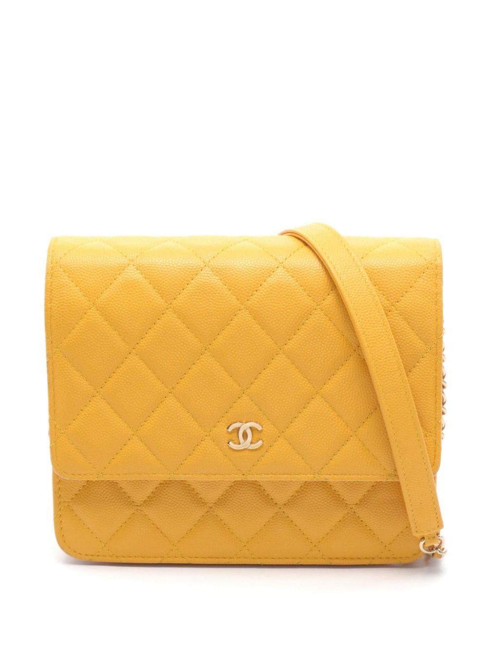 CHANEL Pre-Owned 2018-2019 CC-plaque diamond-quilted shoulder bag - Yellow von CHANEL Pre-Owned