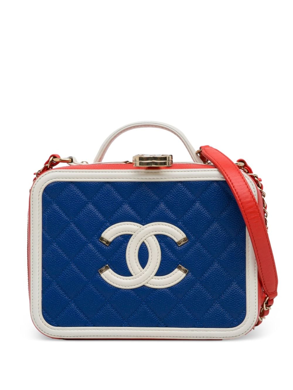 CHANEL Pre-Owned 2018-2019 Medium Caviar Filigree Case vanity bag - Blue von CHANEL Pre-Owned