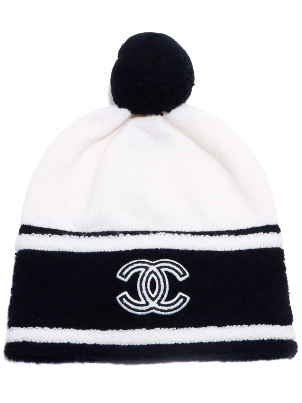 CHANEL Pre-Owned 2020s CC stitch cashmere beanie - White von CHANEL Pre-Owned