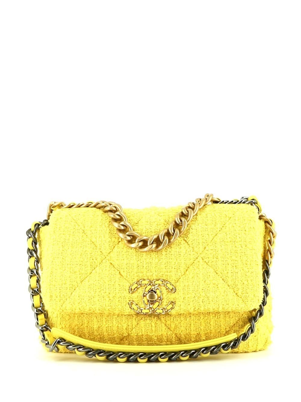 CHANEL Pre-Owned 2022 Chanel 19 tweed shoulder bag - Yellow von CHANEL Pre-Owned