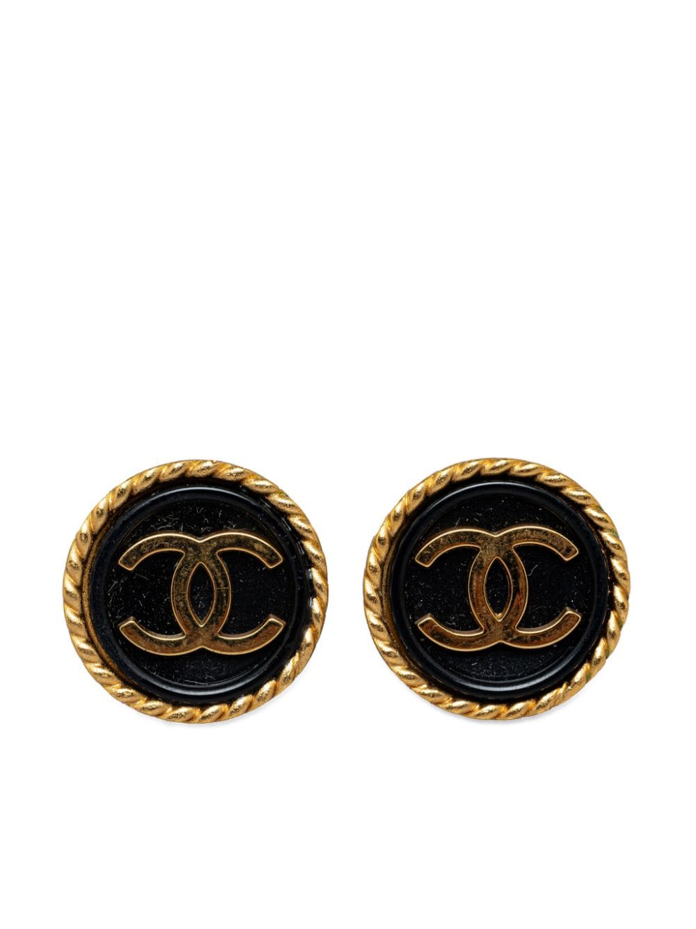 CHANEL Pre-Owned CC button clip-on earrings - Black von CHANEL Pre-Owned