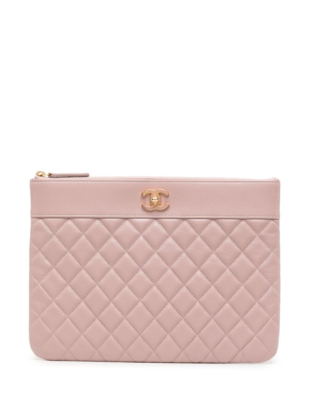 CHANEL Pre-Owned CC diamond-quilted clutch bag - Pink von CHANEL Pre-Owned