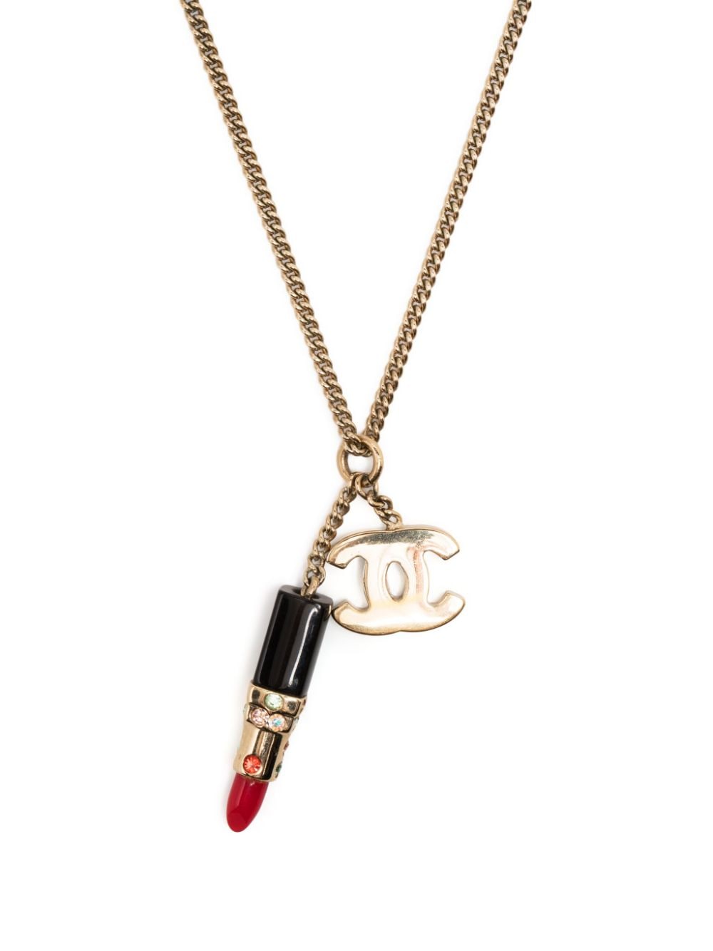 CHANEL Pre-Owned CC lipstick pendant necklace - Gold von CHANEL Pre-Owned