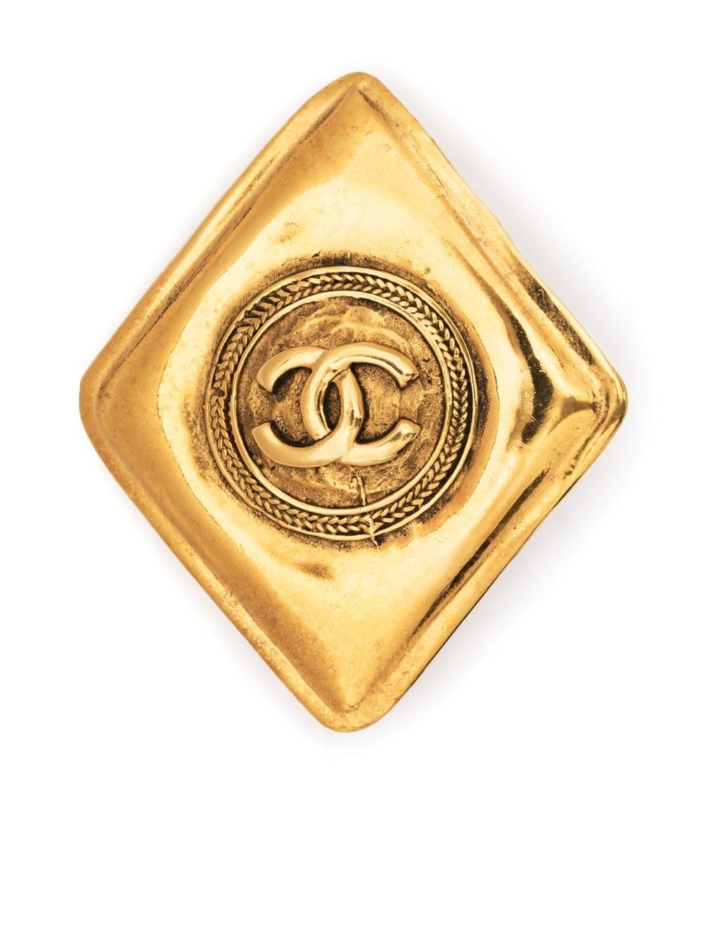 CHANEL Pre-Owned CC logo-embossed rhombus brooch - Gold von CHANEL Pre-Owned