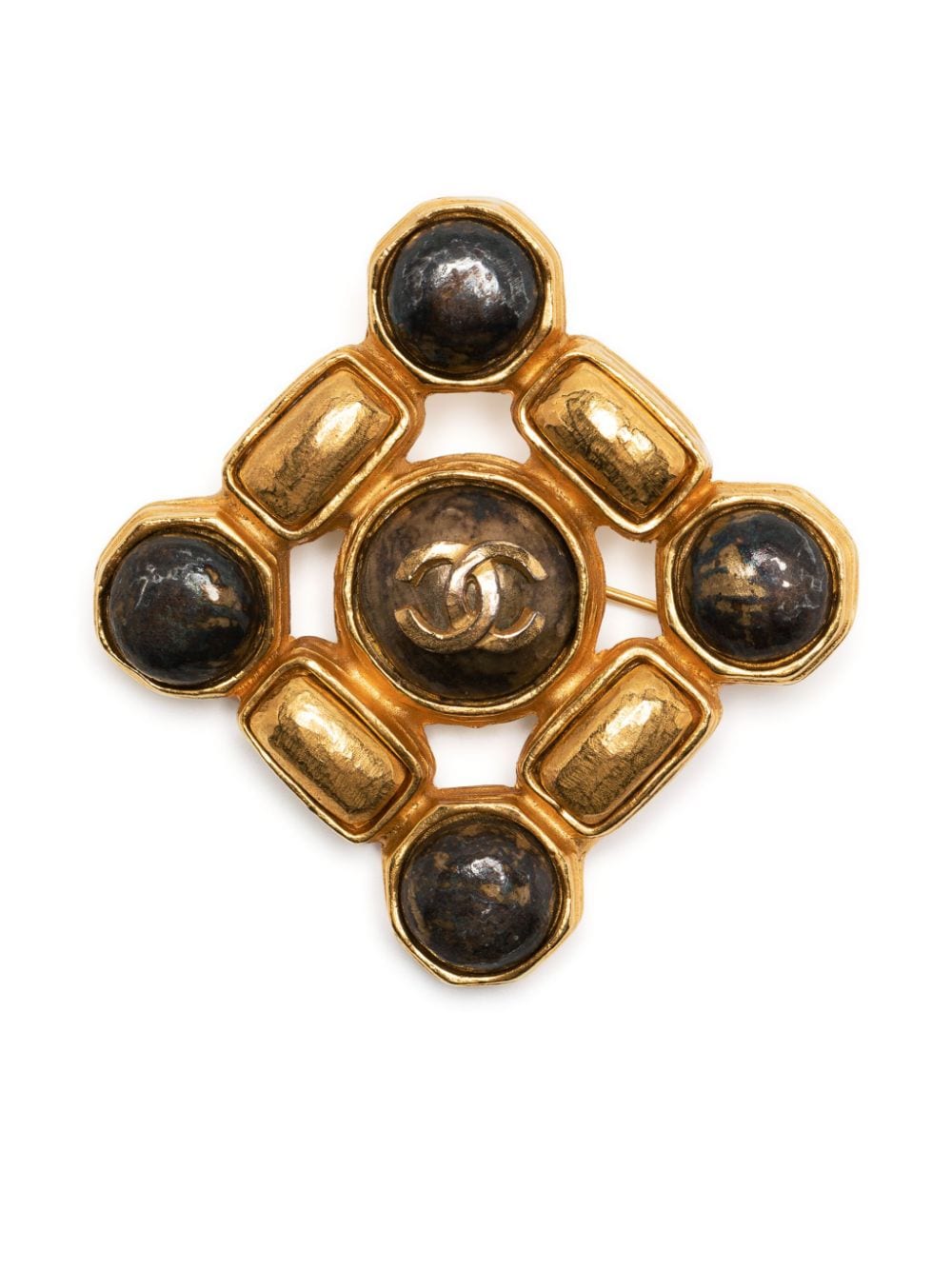 CHANEL Pre-Owned CC stone brooch - Gold von CHANEL Pre-Owned