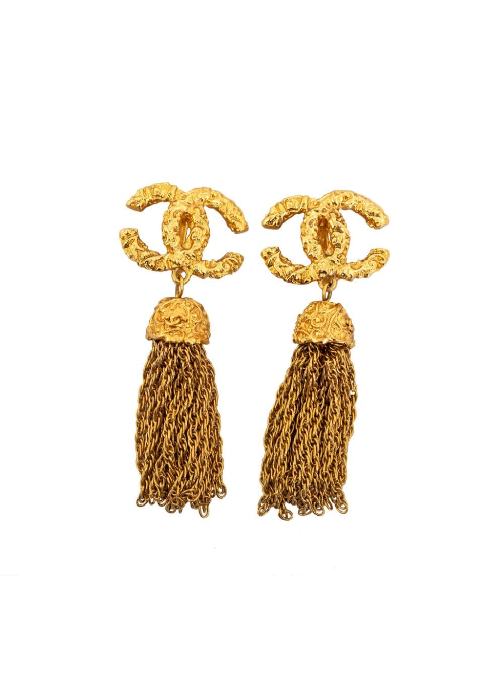 CHANEL Pre-Owned CC tassel drop clip-on earrings - Gold von CHANEL Pre-Owned