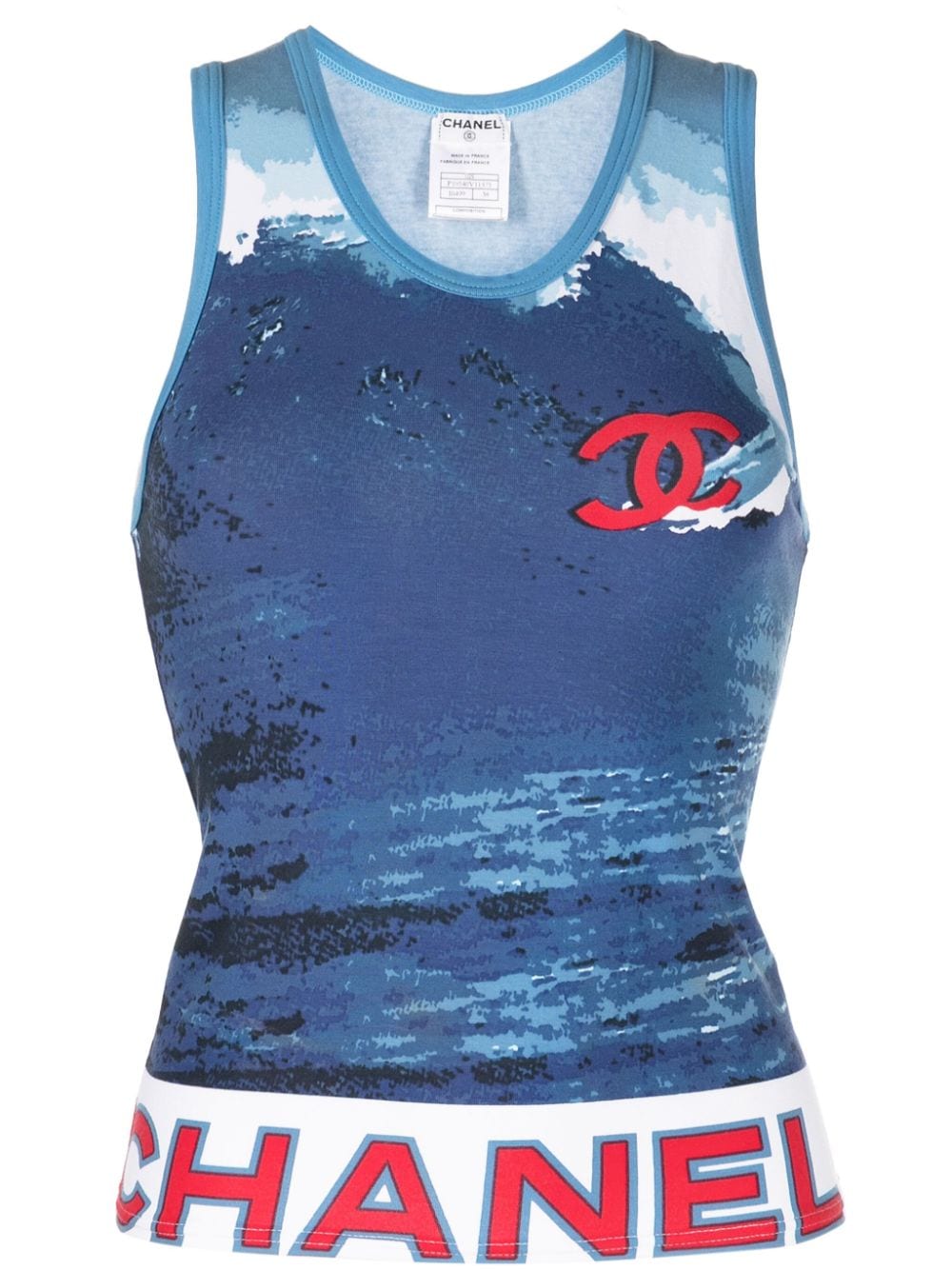 CHANEL Pre-Owned Surf Line stretch-cotton tank top - Blue von CHANEL Pre-Owned