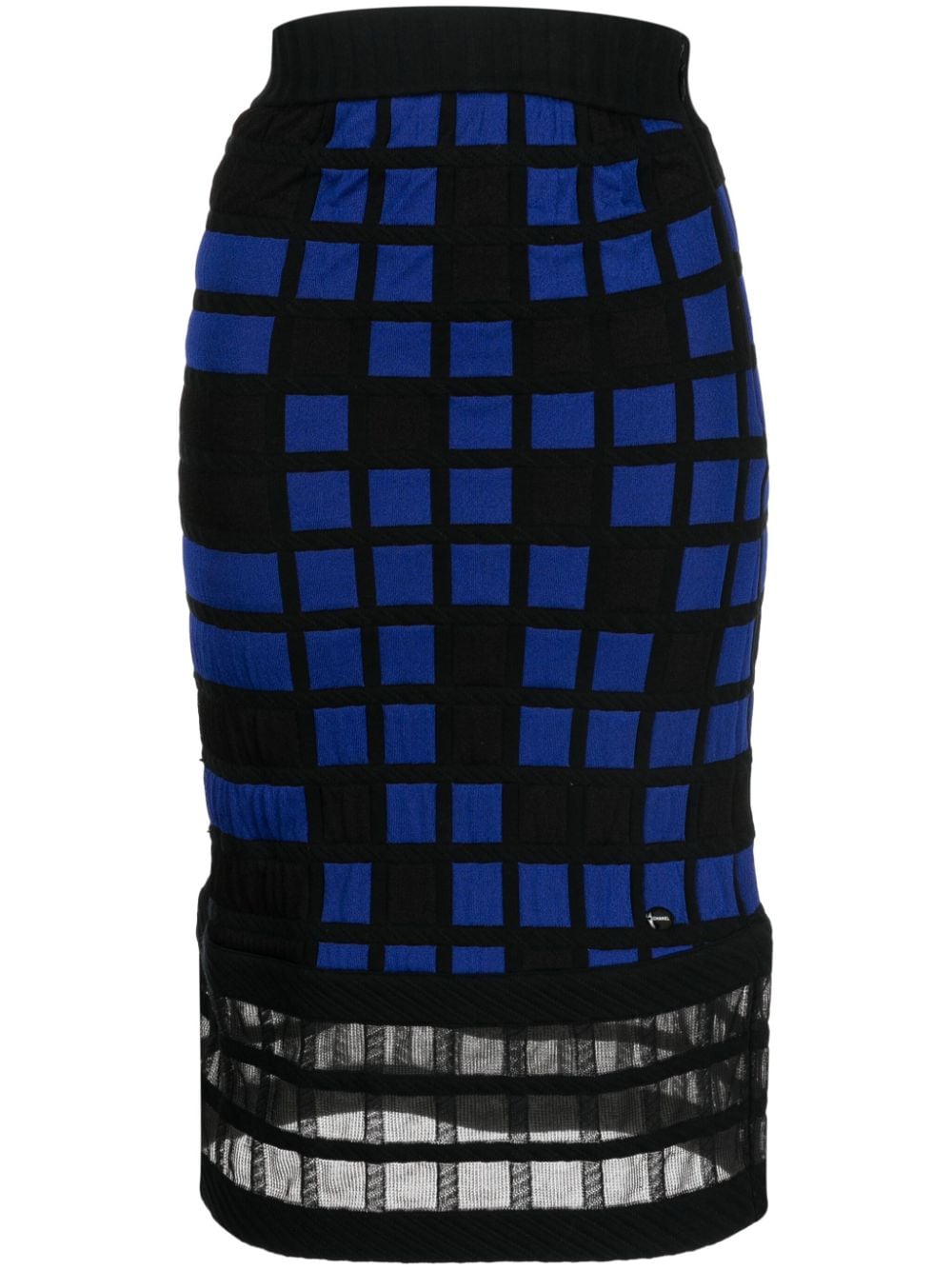 CHANEL Pre-Owned checked knitted midi skirt - Blue von CHANEL Pre-Owned