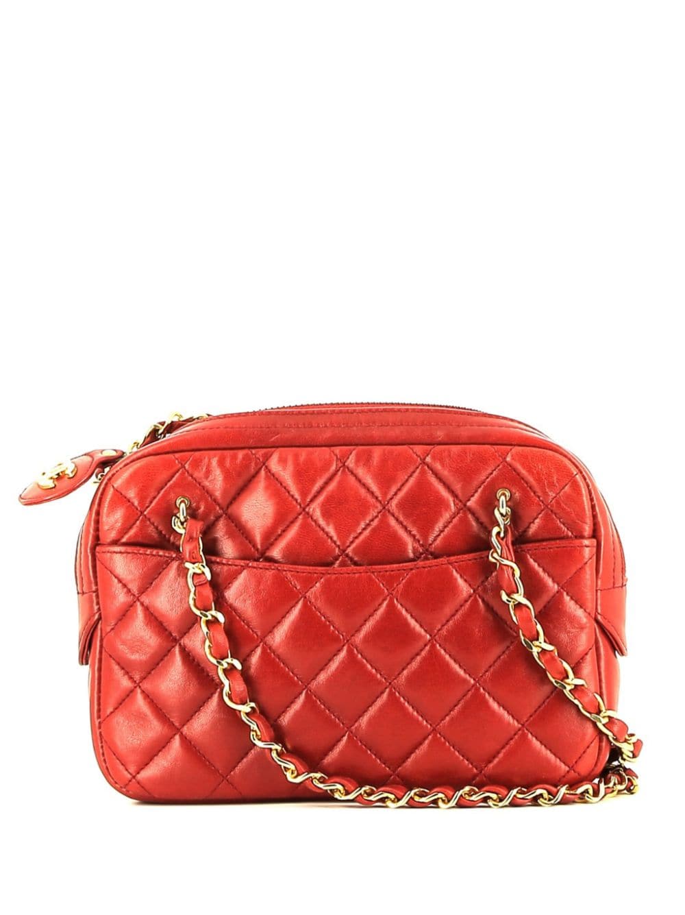 CHANEL Pre-Owned diamond-quilted logo pull-tab camera bag - Red von CHANEL Pre-Owned