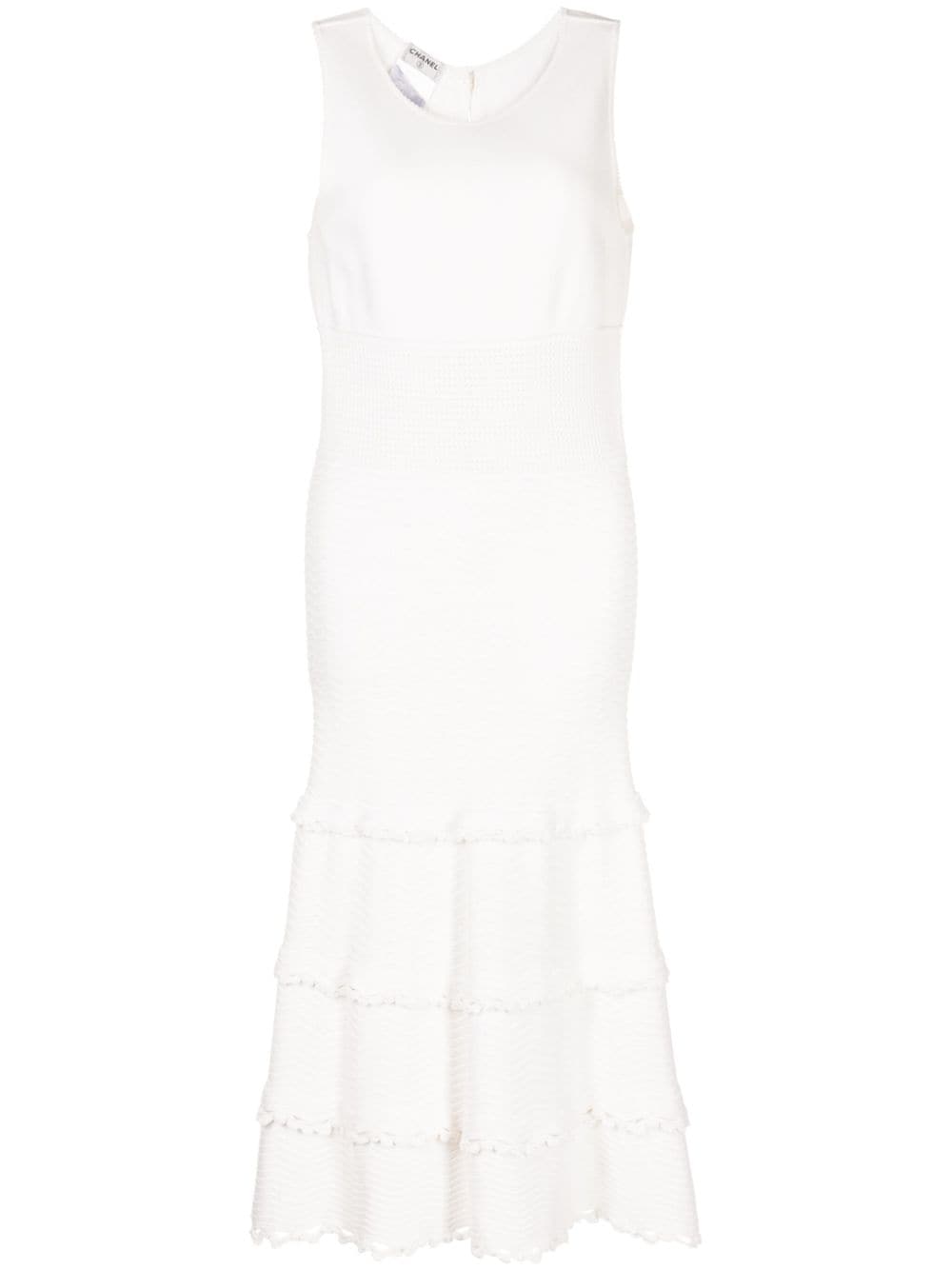 CHANEL Pre-Owned sleeveless knit midi dress - White von CHANEL Pre-Owned