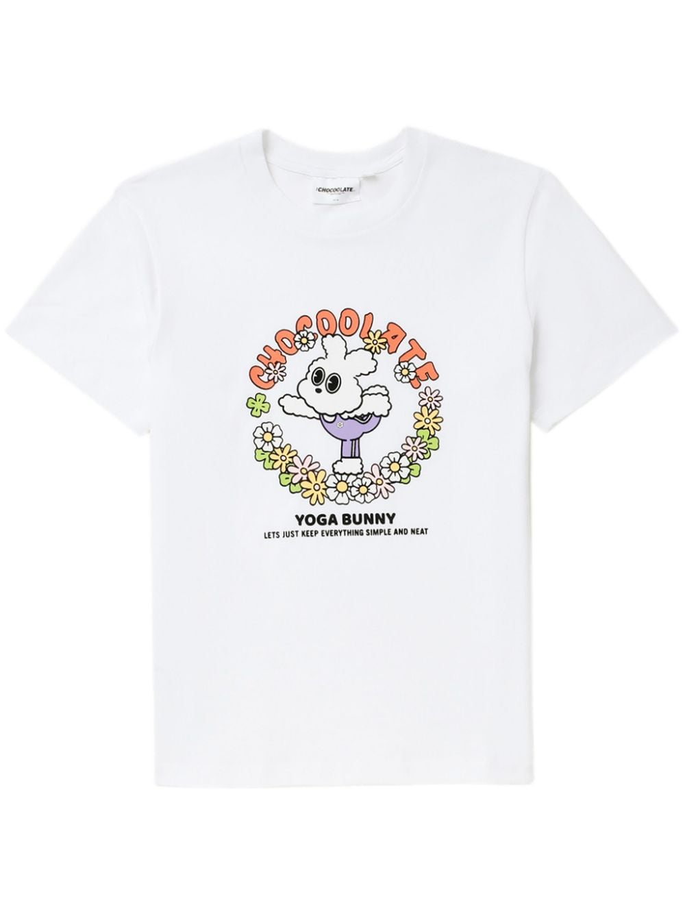 CHOCOOLATE Yoga Bunny graphic-print cotton T-shirt - White von CHOCOOLATE