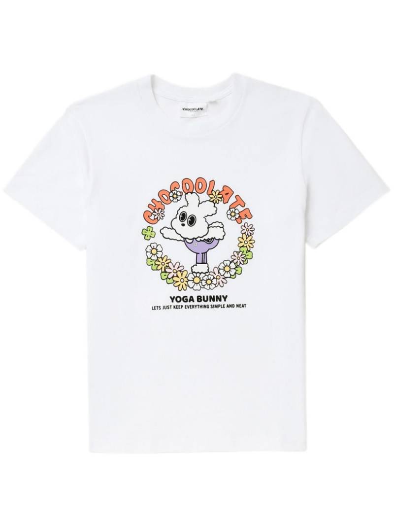 CHOCOOLATE Yoga Bunny graphic-print cotton T-shirt - White von CHOCOOLATE