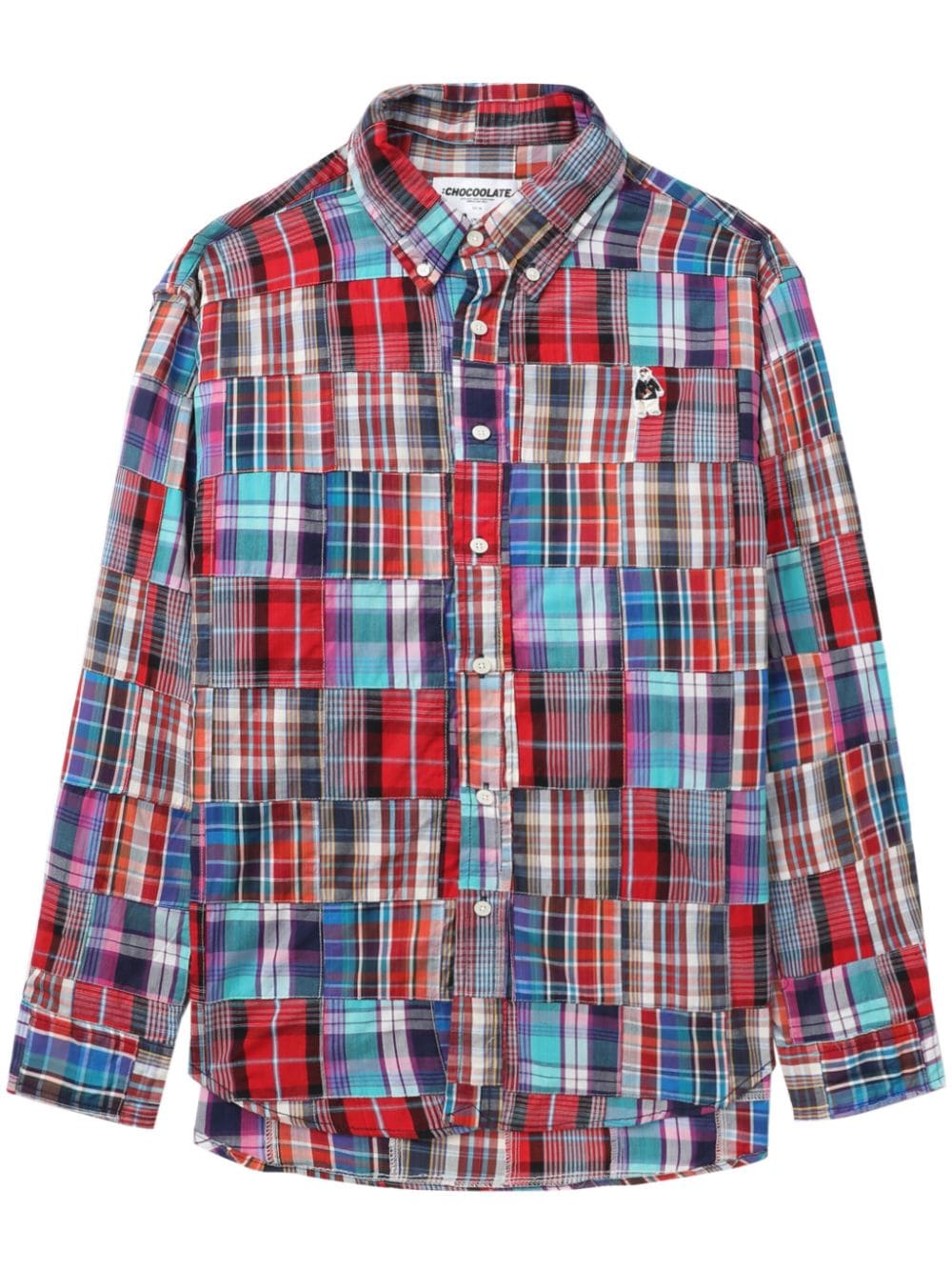 CHOCOOLATE check panelled cotton shirt - Red von CHOCOOLATE