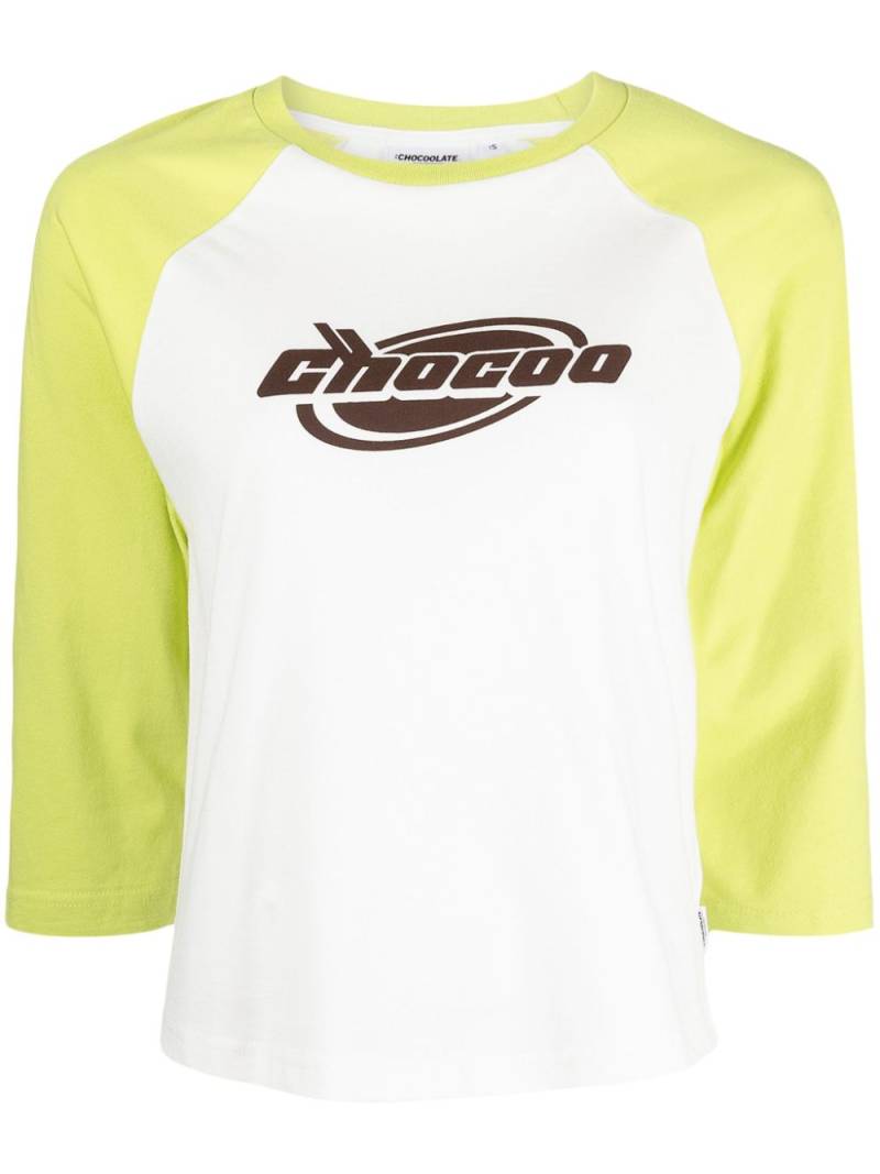 CHOCOOLATE colour-block three-quarter sleeved T-shirt - White von CHOCOOLATE
