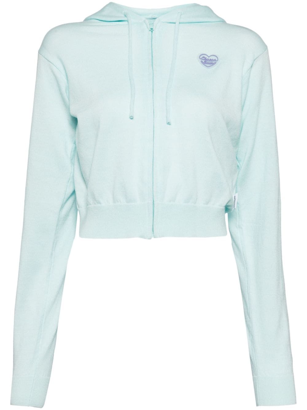 CHOCOOLATE heart-appliqué cropped hoodie - Blue von CHOCOOLATE