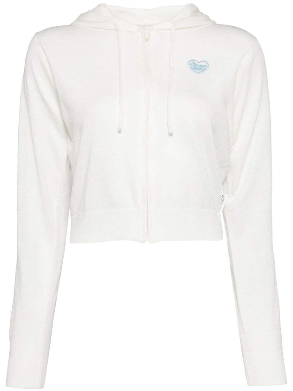 CHOCOOLATE heart-appliqué cropped hoodie - White von CHOCOOLATE