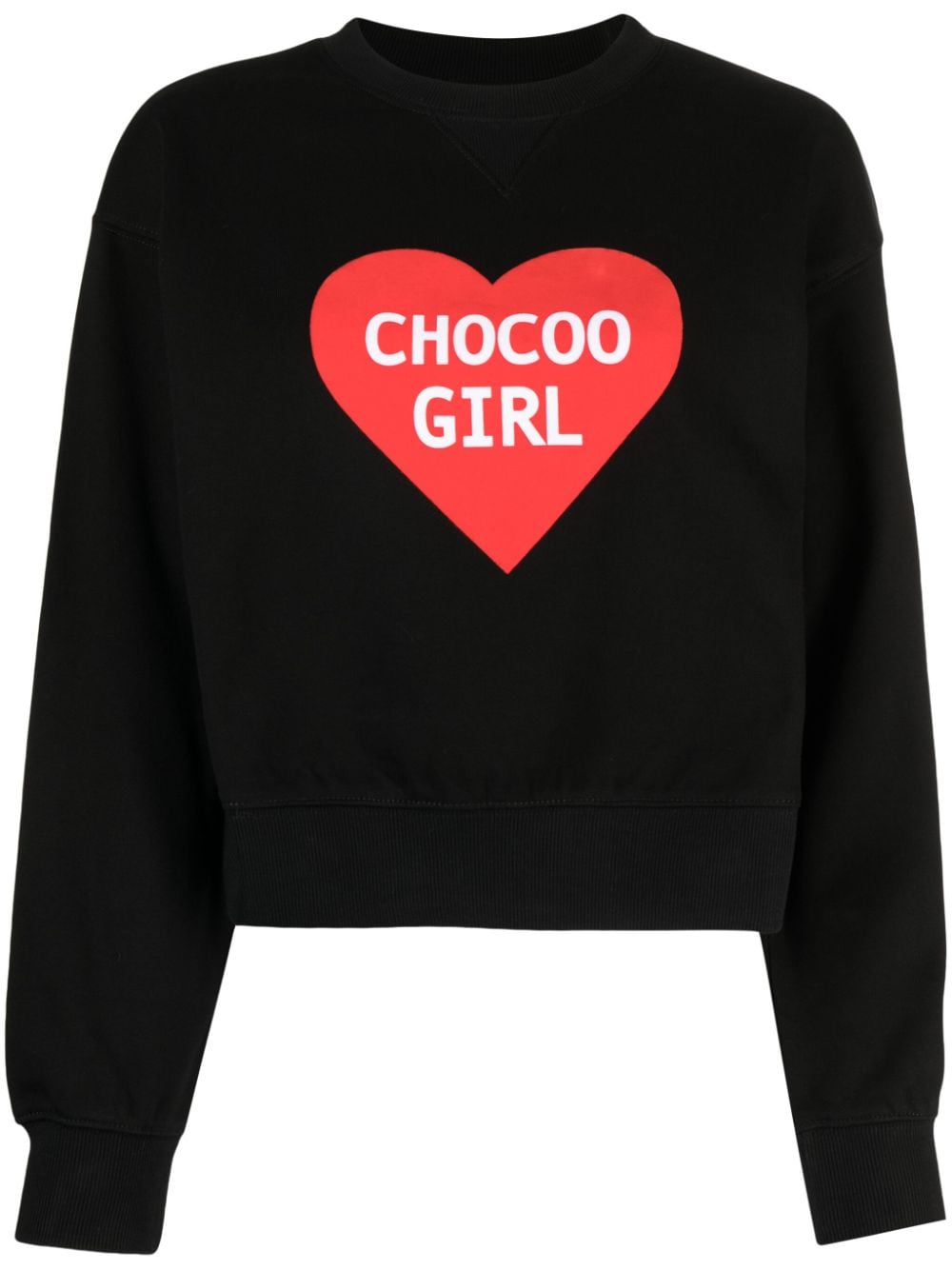 CHOCOOLATE heart-print cropped cotton sweatshirt - Black von CHOCOOLATE
