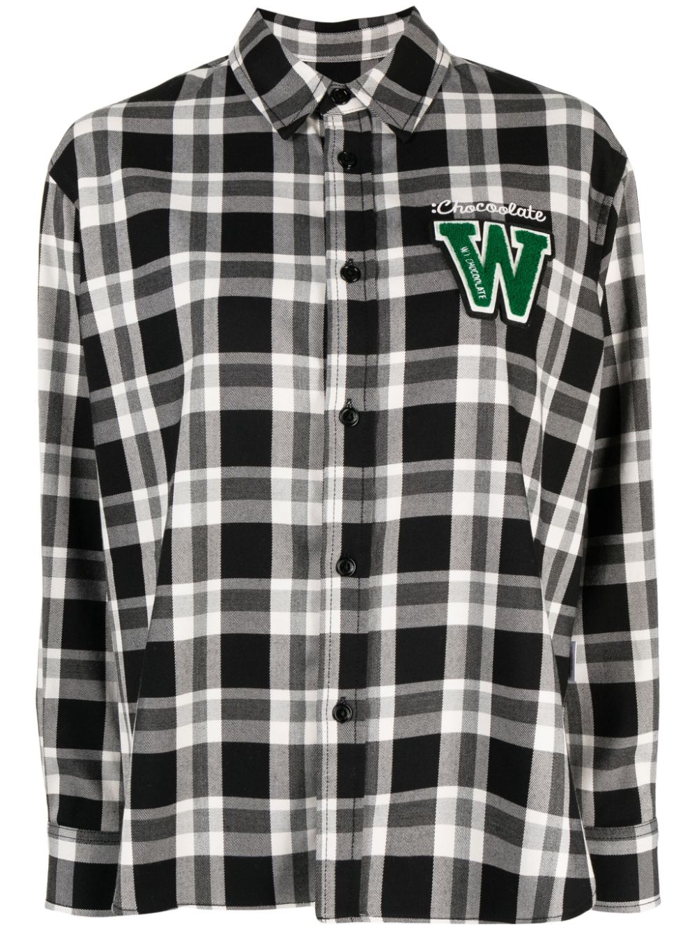 CHOCOOLATE logo-appliqué checked shirt - Black von CHOCOOLATE