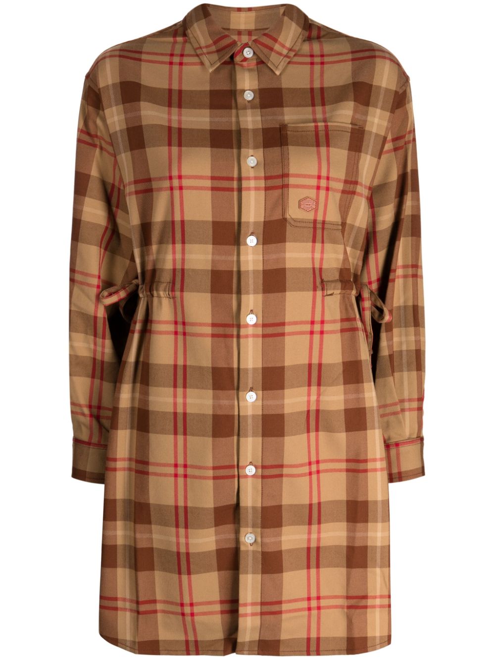 CHOCOOLATE logo-appliqué checkered shirtdress - Brown von CHOCOOLATE