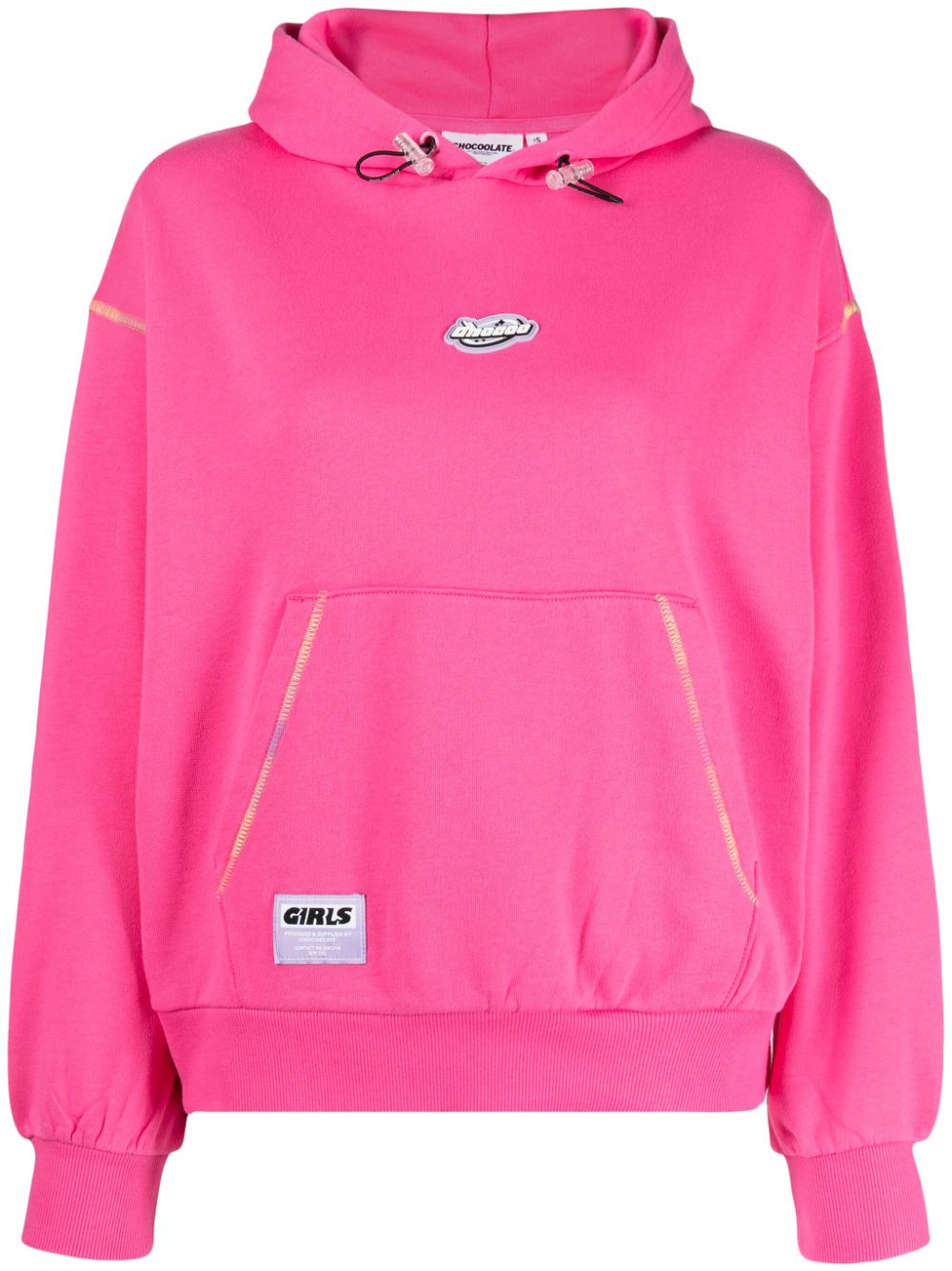 CHOCOOLATE logo-appliqué drawstring hoodie - Pink von CHOCOOLATE