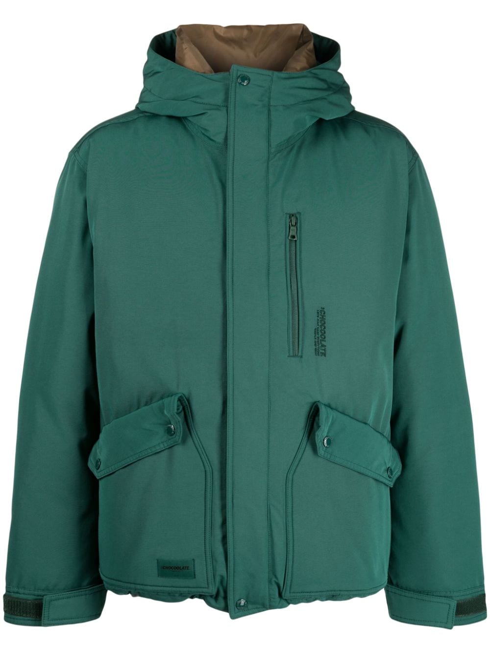 CHOCOOLATE logo-appliqué hooded jacket - Green von CHOCOOLATE