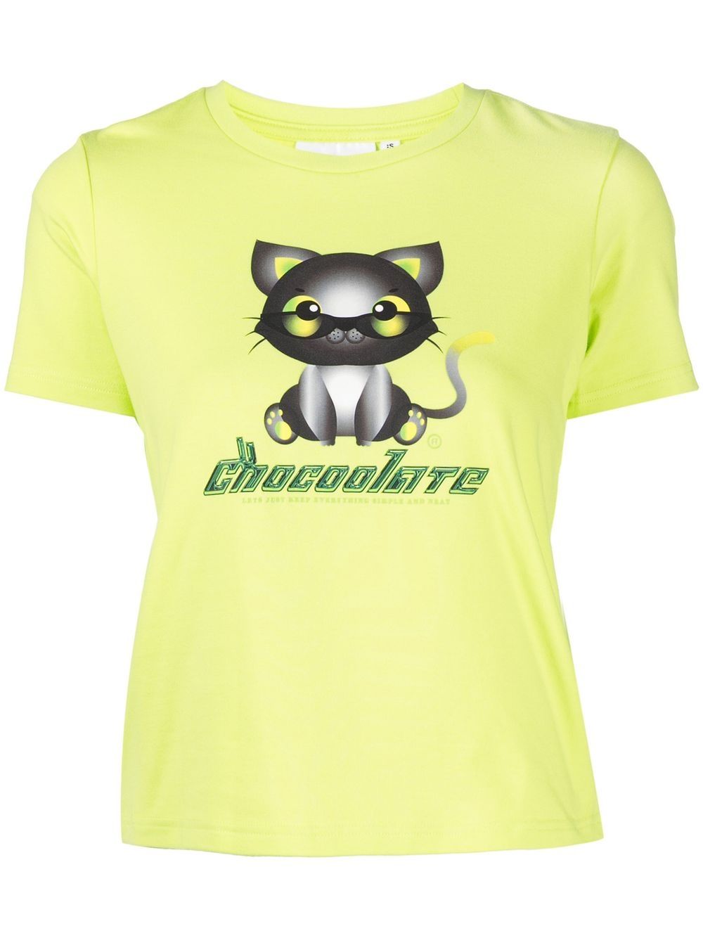 CHOCOOLATE logo cat-print T-shirt - Green von CHOCOOLATE