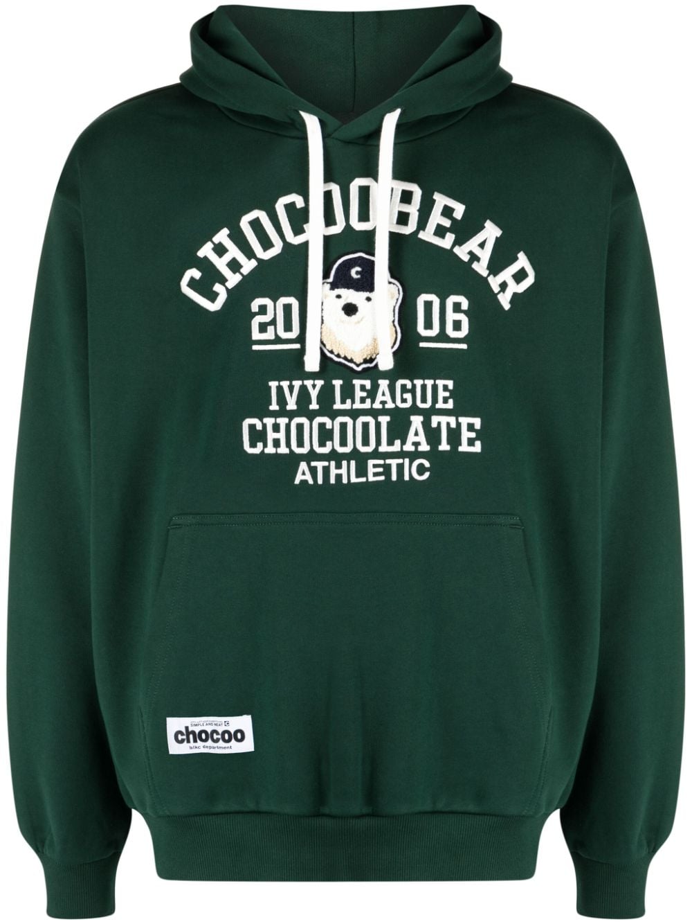 CHOCOOLATE logo-embroidered cotton hoodie - Green von CHOCOOLATE