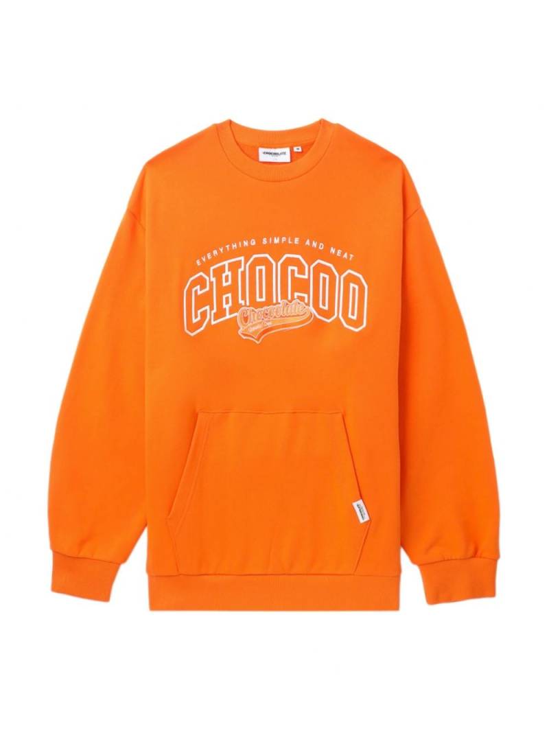 CHOCOOLATE logo-embroidered cotton sweatshirt - Orange von CHOCOOLATE