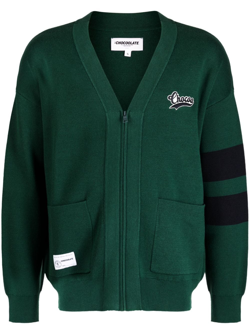 CHOCOOLATE logo-embroidered knitted cardigan - Green von CHOCOOLATE