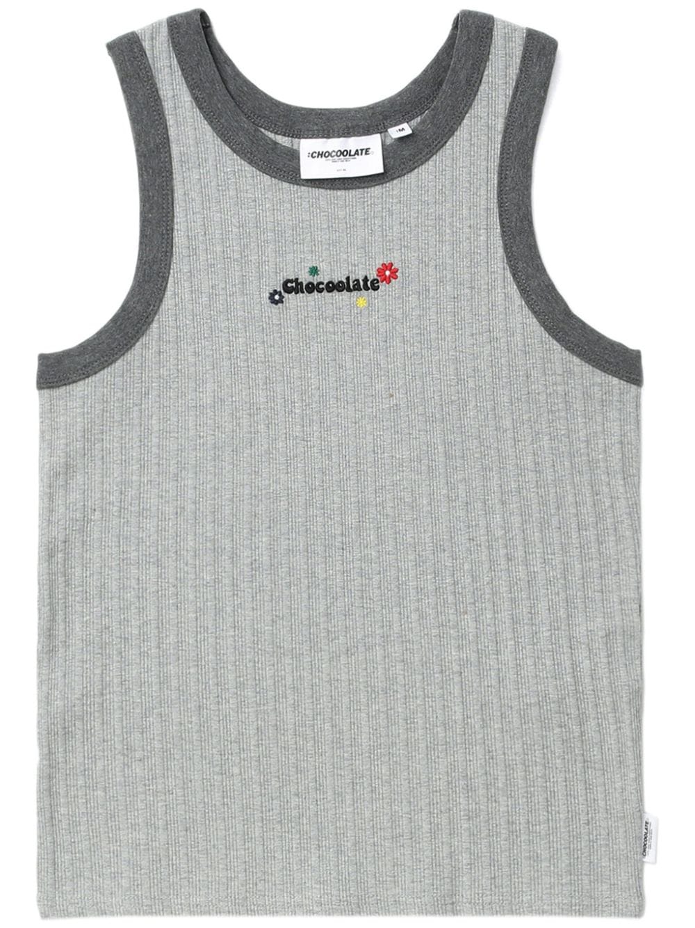 CHOCOOLATE logo-embroidered ribbed cotton tank top - Grey von CHOCOOLATE