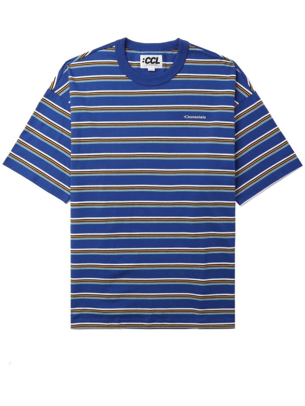 CHOCOOLATE logo-embroidered striped cotton shirt - Blue von CHOCOOLATE