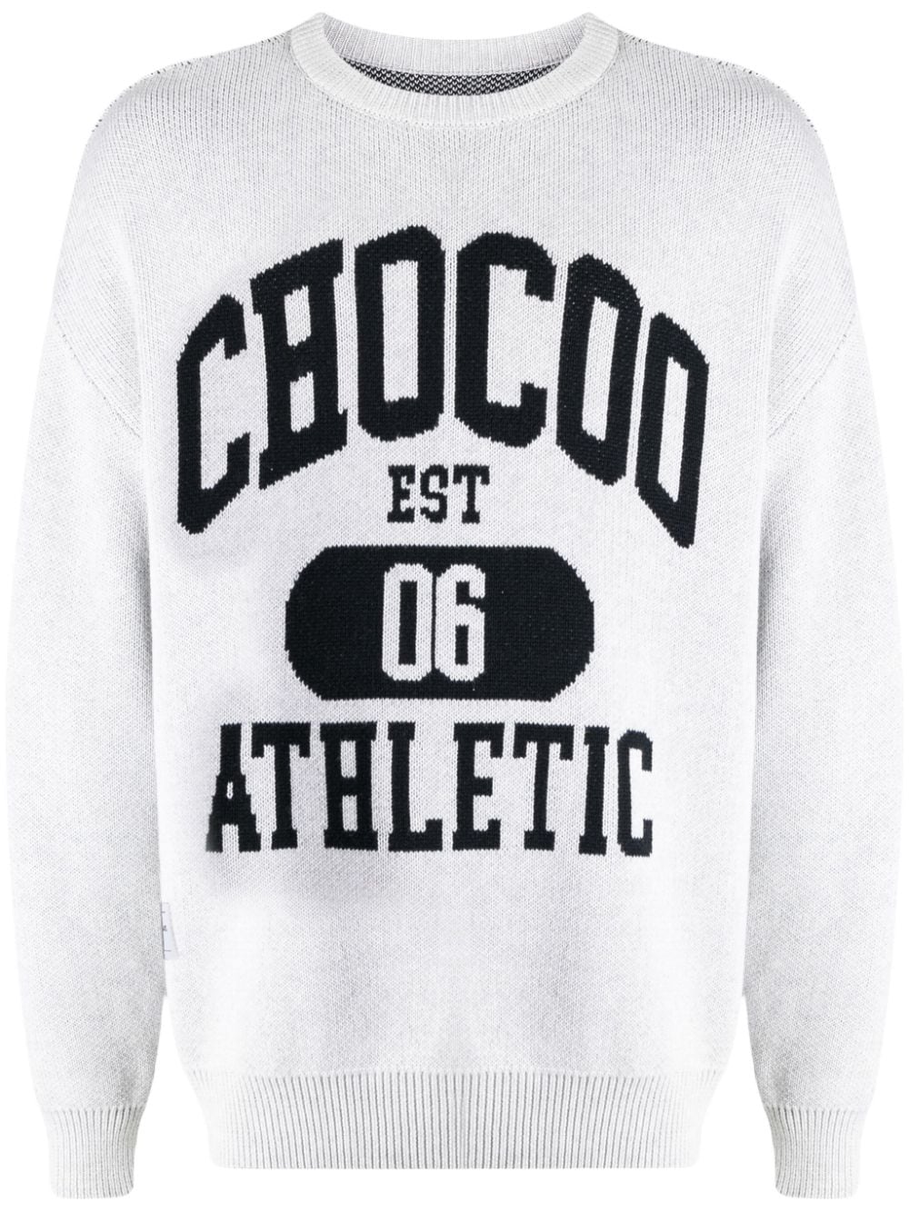 CHOCOOLATE logo intarsia-knit cotton jumper - Grey von CHOCOOLATE