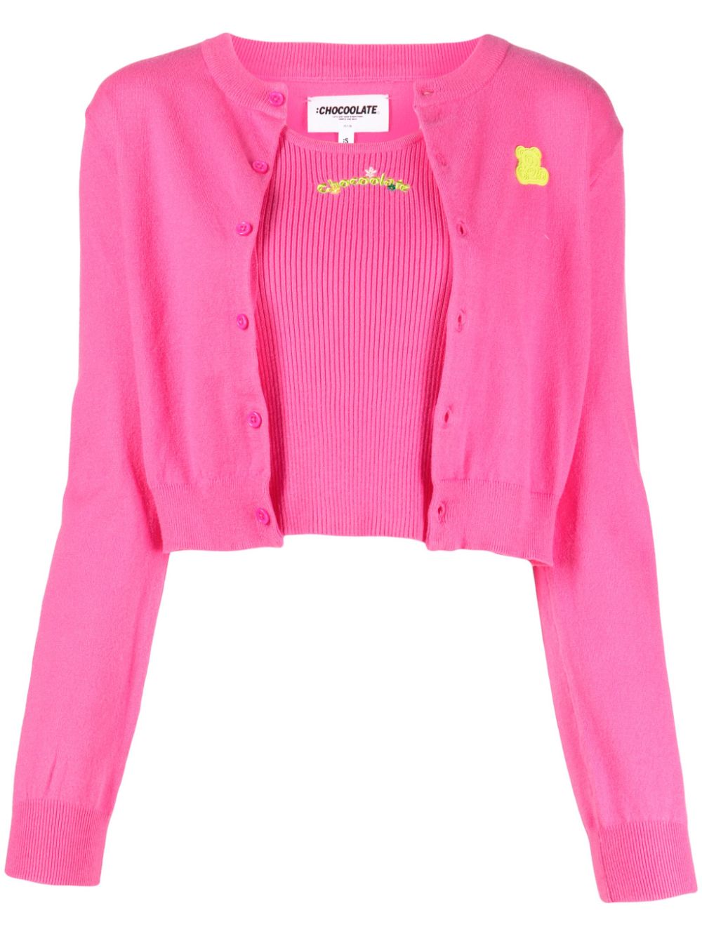 CHOCOOLATE logo-patch knitted cardigan (set of two) - Pink von CHOCOOLATE