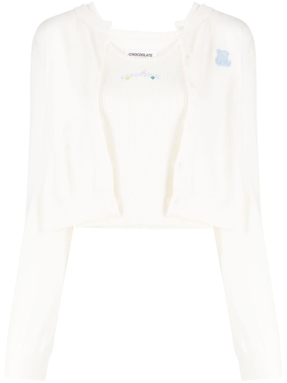 CHOCOOLATE logo-patch knitted cardigan (set of two) - White von CHOCOOLATE
