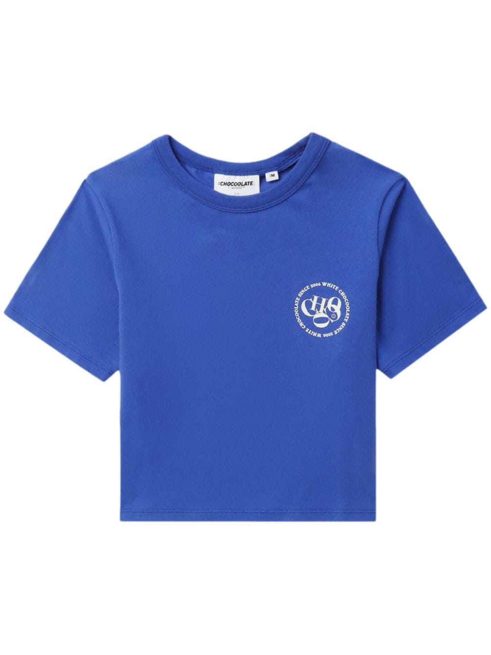 CHOCOOLATE logo-print cropped T-shirt - Blue von CHOCOOLATE