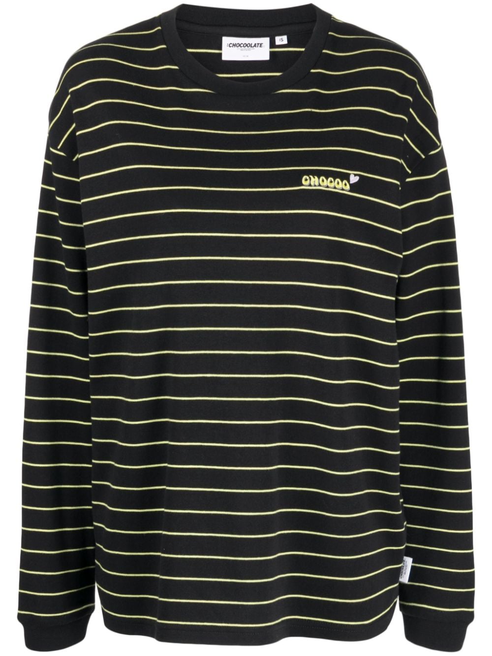 CHOCOOLATE logo-print striped cotton sweatshirt - Black von CHOCOOLATE