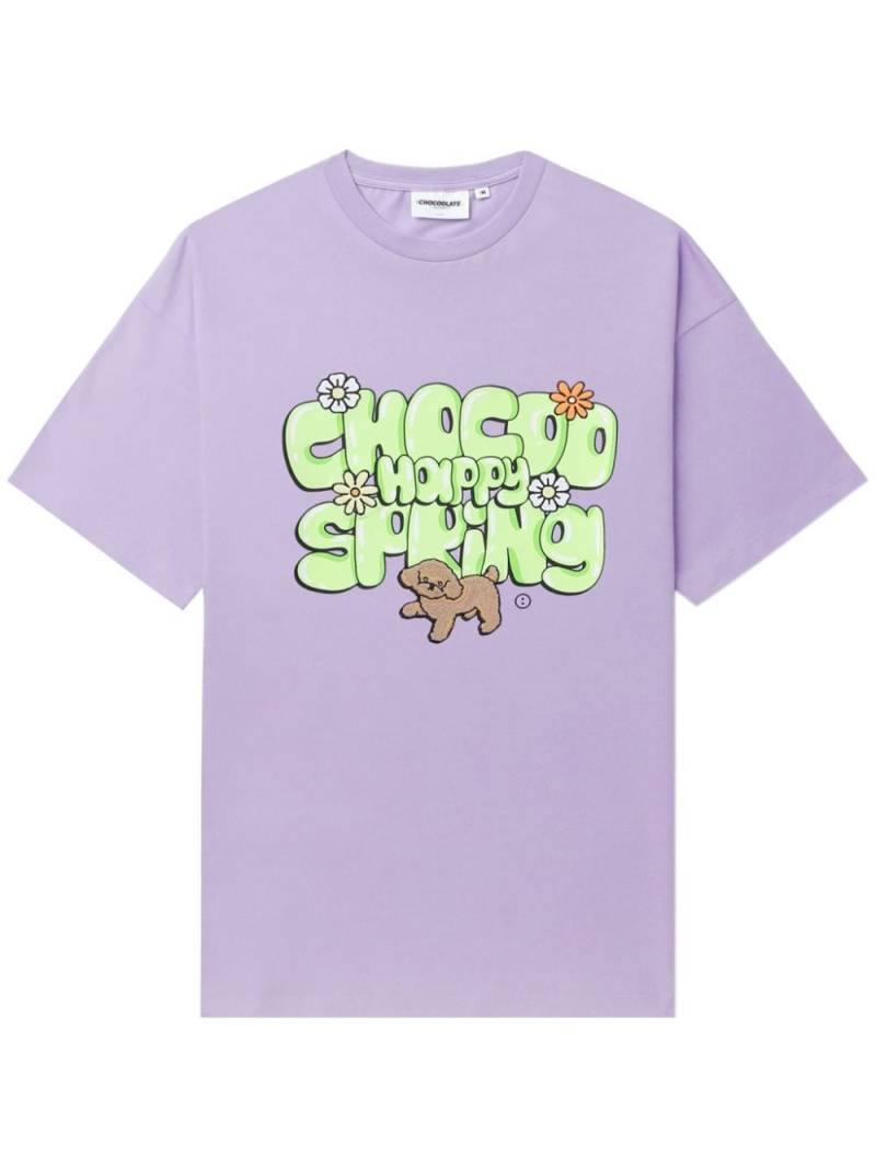 CHOCOOLATE slogan-print stretch-cotton T-shirt - Purple von CHOCOOLATE