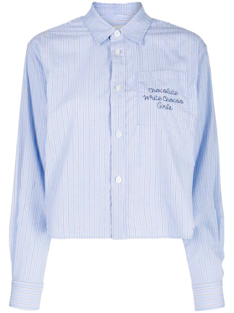 CHOCOOLATE striped cotton cropped shirt - Blue von CHOCOOLATE