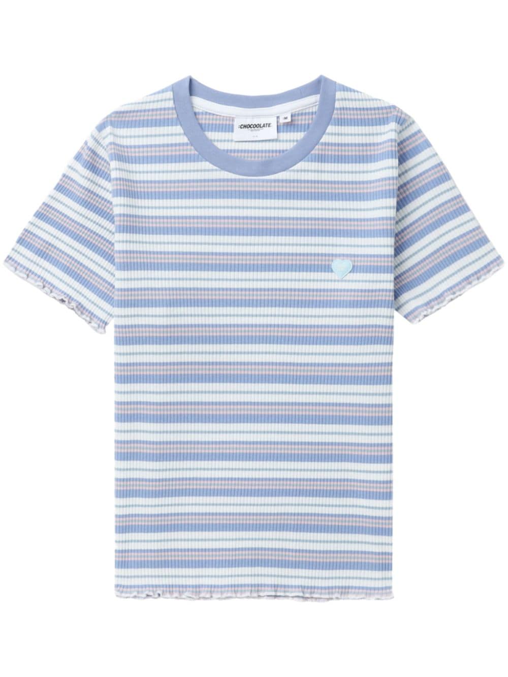 CHOCOOLATE striped ribbed-knit T-shirt - Blue von CHOCOOLATE