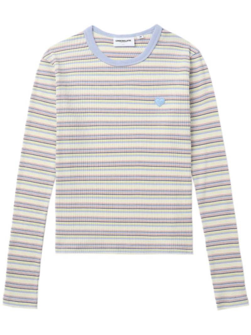 CHOCOOLATE striped stretch-cotton T-shirt - Neutrals von CHOCOOLATE