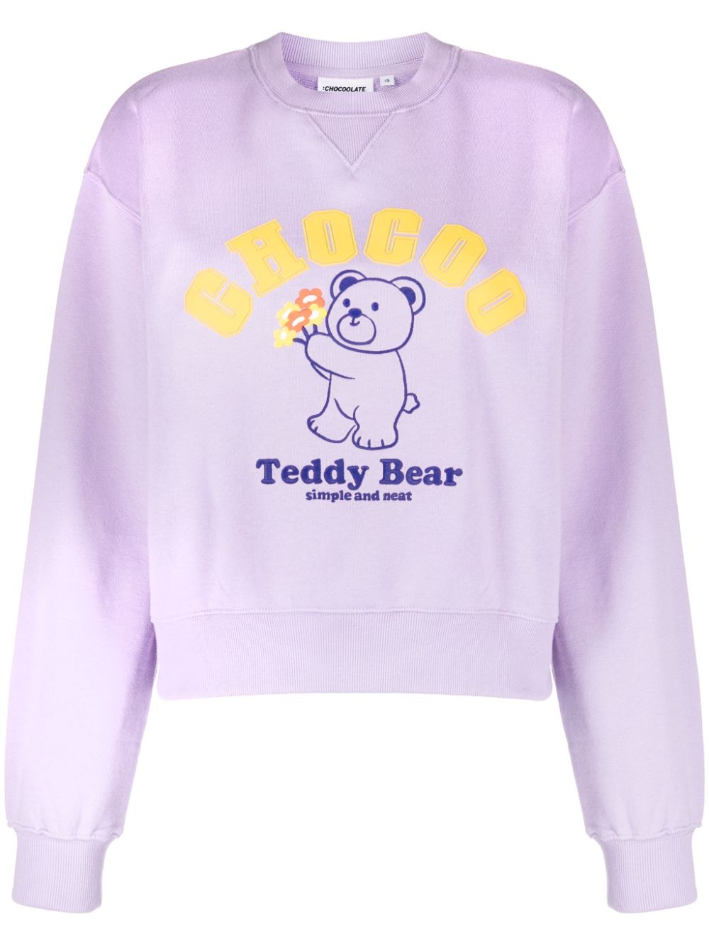 CHOCOOLATE teddy-bear embroidered cropped sweatshirt - Pink von CHOCOOLATE