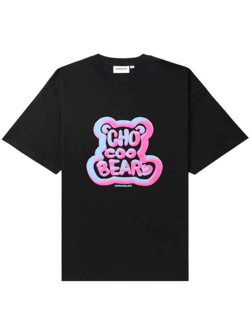 CHOCOOLATE teddy-bear print cotton T-shirt - Black von CHOCOOLATE