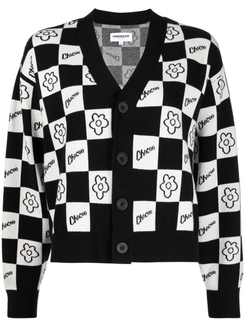 CHOCOOLATE two-tone checked cardigan - Black von CHOCOOLATE