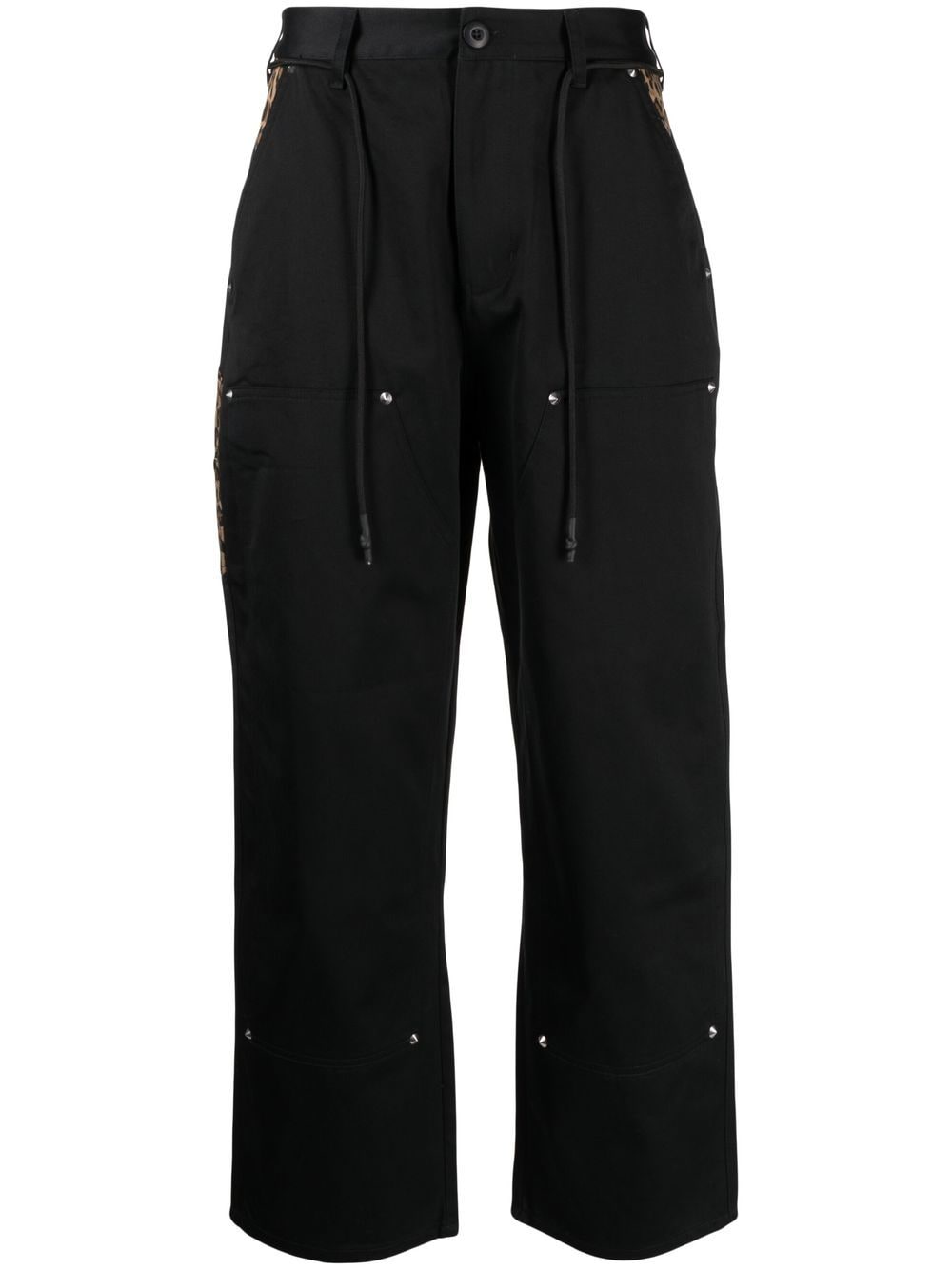 CLOT Carpenter leopard-print trim trousers - Black von CLOT
