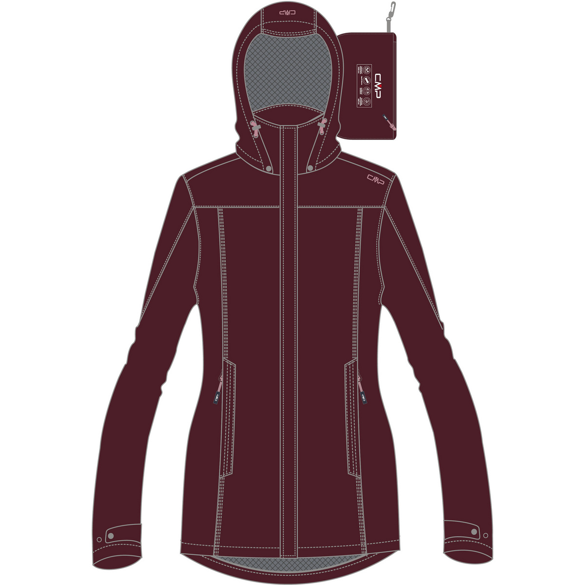 CMP Damen Rain Hoodie Button Jacke CMP Damen Rain Hoodie Button Jacke von CMP