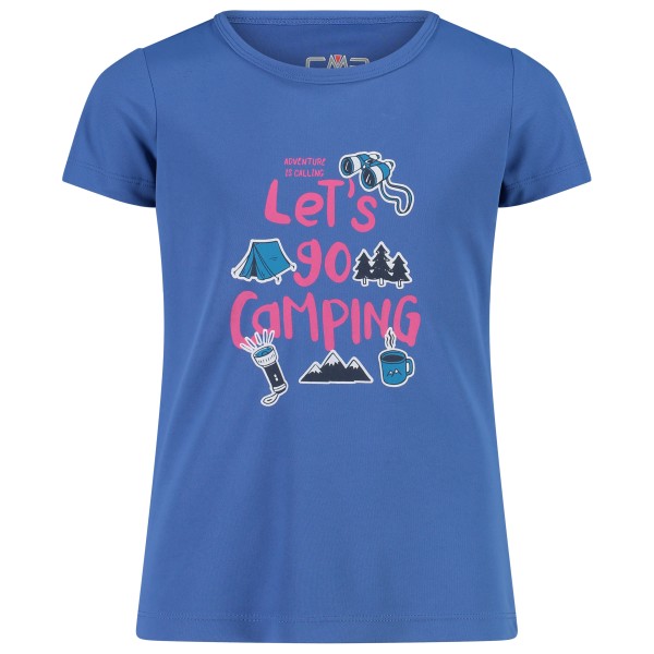 CMP - Girl's T-Shirt Piquet Print - Funktionsshirt Gr 110 blau von CMP