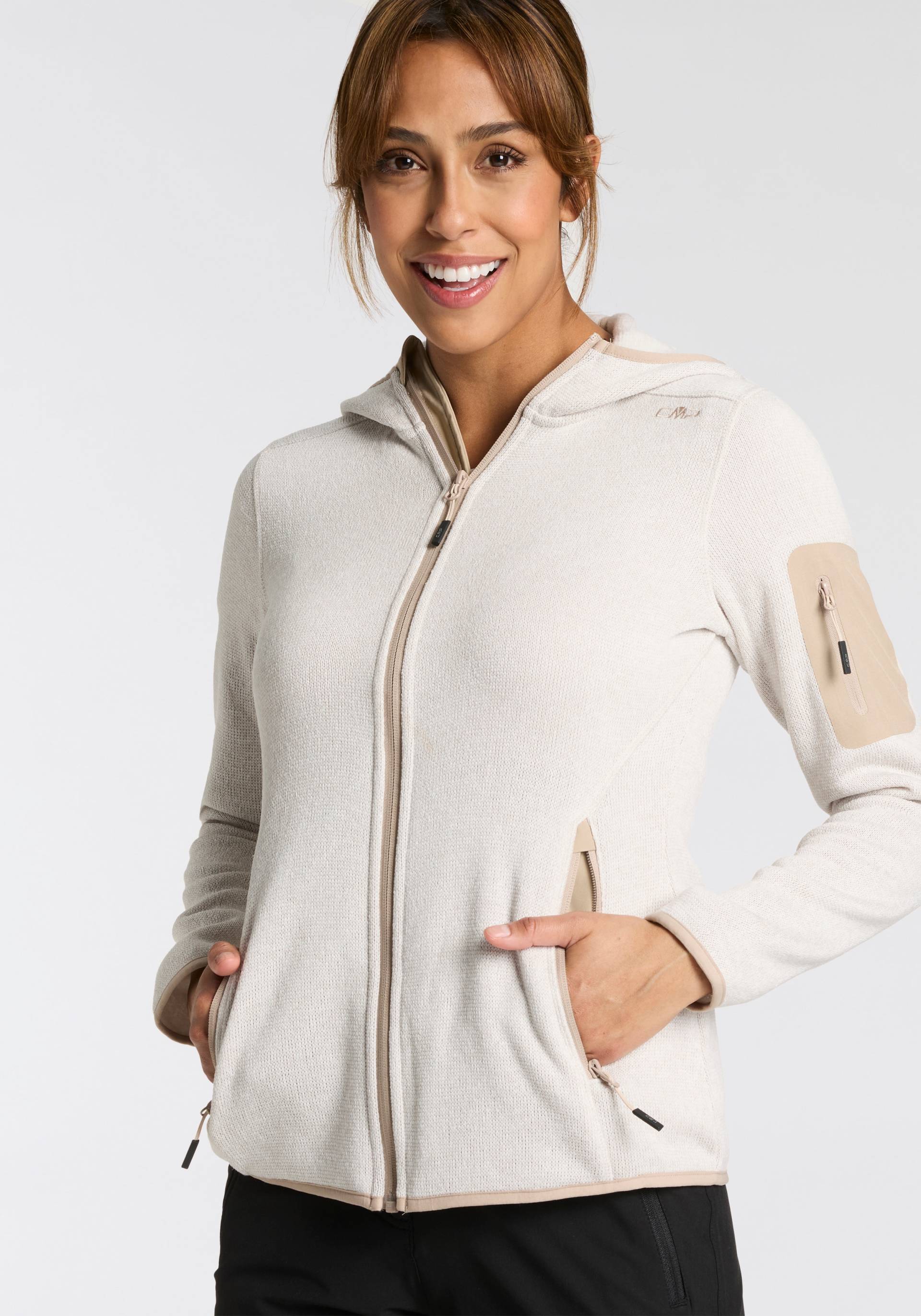 CMP Strickfleecejacke »KNITTED MELANGE HOODY WOMAN HOODY«, (1 St.), mit Kapuze, Wärmend und von CMP