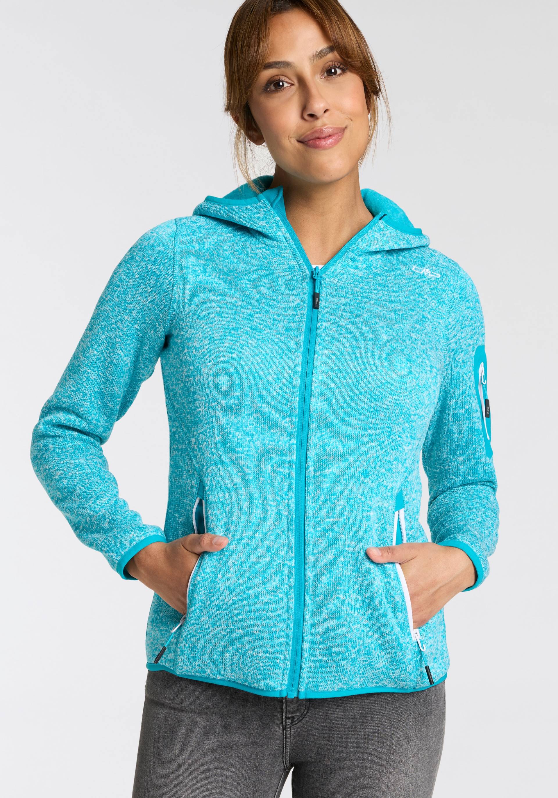 CMP Strickfleecejacke »KNITTED MELANGE HOODY WOMAN HOODY«, (1 St.), mit Kapuze, Wärmend und von CMP